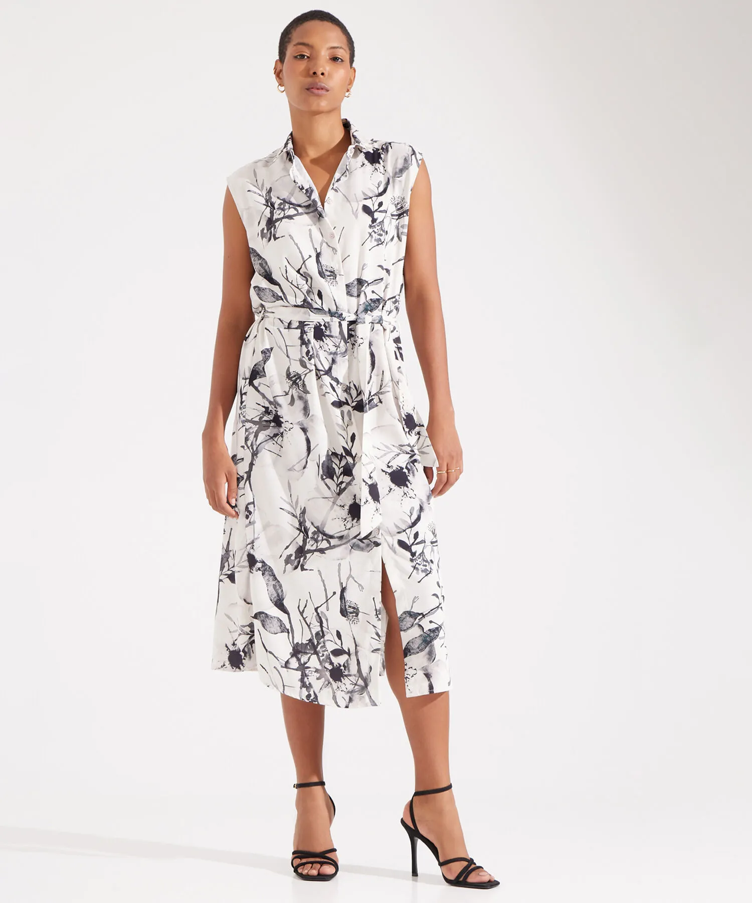 Vestido con Estampado de Hojas-