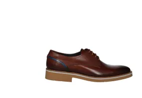 Zapato Cordon Piel Marron Degradado Zona Superior Picados