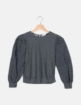 Zara Crop top estampado azul petróleo