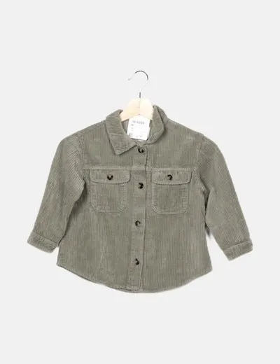 Zara Sobrecamisa de pana verde