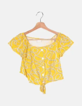 Zara Top amarillo estampado