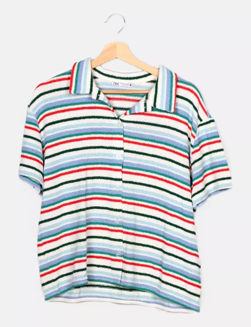 Zara Top de punto rayas multicolor